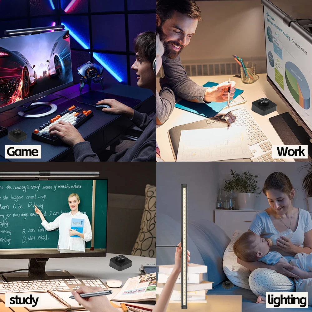 RGB Desktop Atmosphere Light Strip LED Eye Protection Learning Reading Hanging Lamp PC Display Screen Lighting Night Light