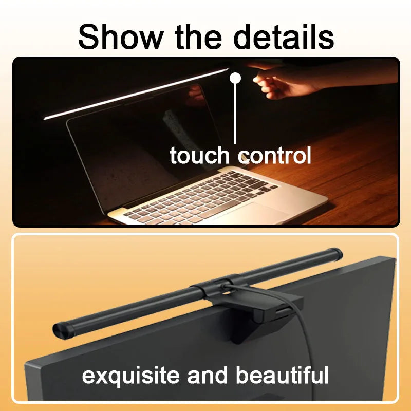 RGB Desktop Atmosphere Light Strip LED Eye Protection Learning Reading Hanging Lamp PC Display Screen Lighting Night Light