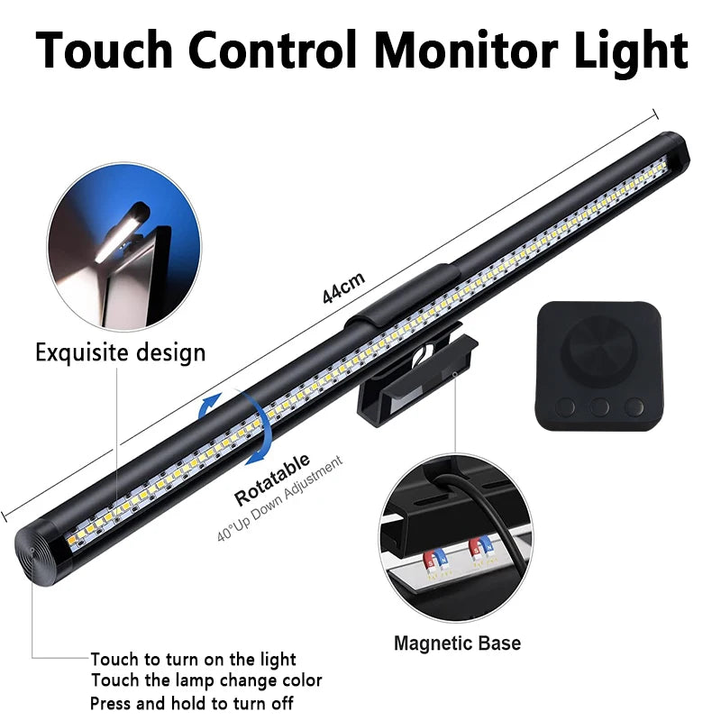 RGB Desktop Atmosphere Light Strip LED Eye Protection Learning Reading Hanging Lamp PC Display Screen Lighting Night Light
