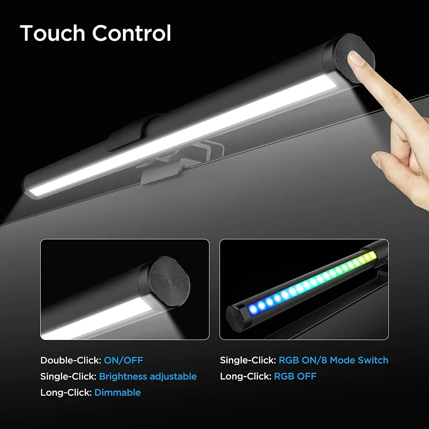 RGB Desktop Atmosphere Light Strip LED Eye Protection Learning Reading Hanging Lamp PC Display Screen Lighting Night Light