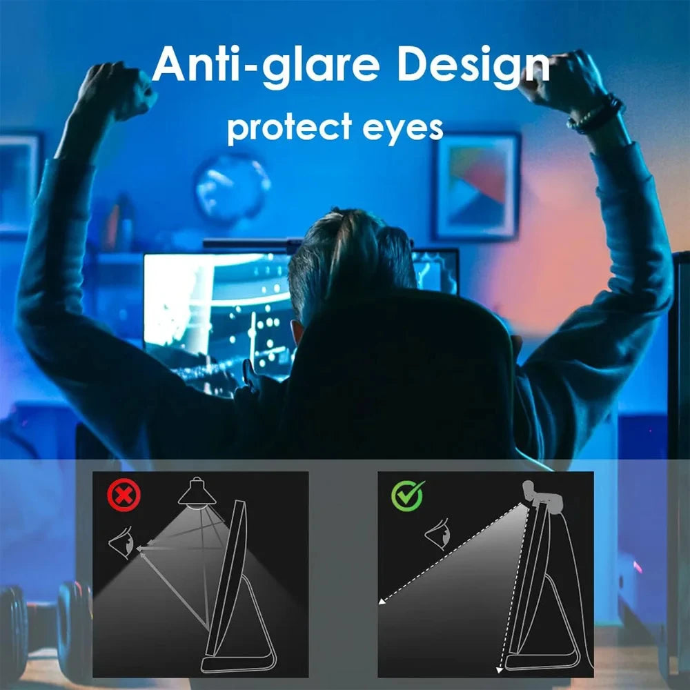 RGB Desktop Atmosphere Light Strip LED Eye Protection Learning Reading Hanging Lamp PC Display Screen Lighting Night Light